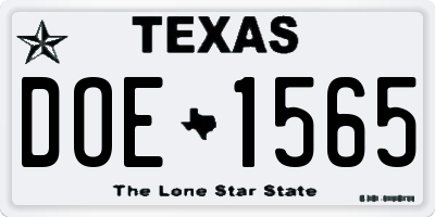 TX license plate DOE1565
