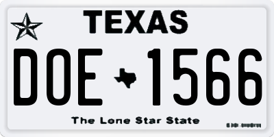 TX license plate DOE1566