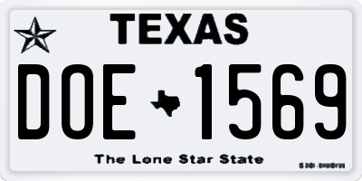 TX license plate DOE1569