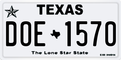 TX license plate DOE1570