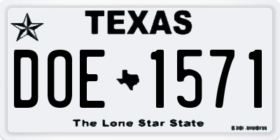 TX license plate DOE1571
