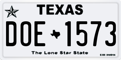 TX license plate DOE1573
