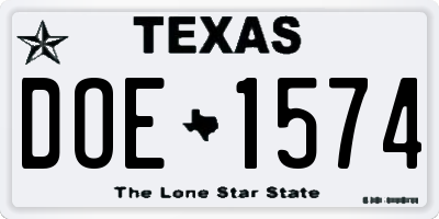 TX license plate DOE1574