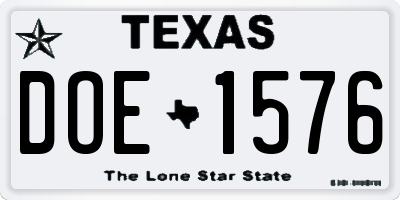 TX license plate DOE1576
