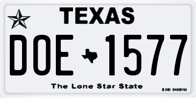 TX license plate DOE1577