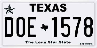 TX license plate DOE1578