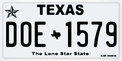 TX license plate DOE1579