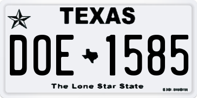 TX license plate DOE1585