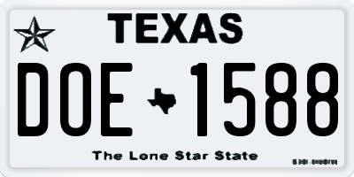 TX license plate DOE1588