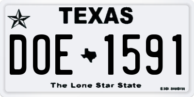 TX license plate DOE1591