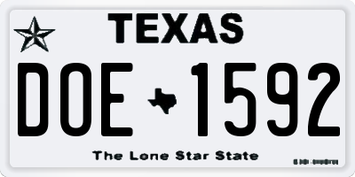 TX license plate DOE1592