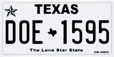 TX license plate DOE1595