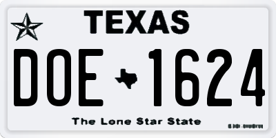 TX license plate DOE1624
