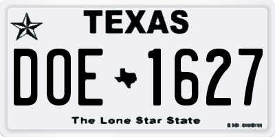 TX license plate DOE1627