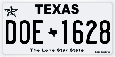 TX license plate DOE1628