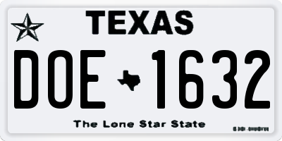 TX license plate DOE1632