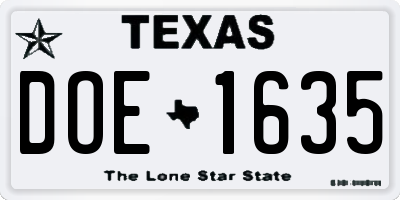 TX license plate DOE1635