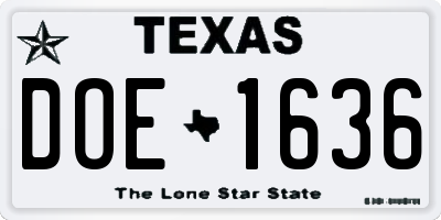 TX license plate DOE1636