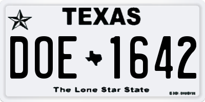 TX license plate DOE1642
