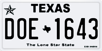 TX license plate DOE1643