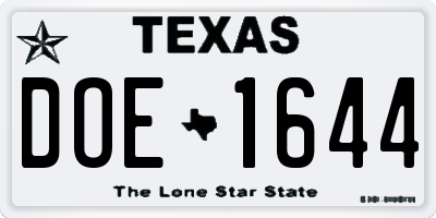 TX license plate DOE1644