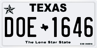 TX license plate DOE1646