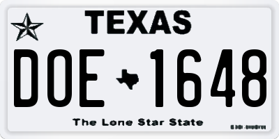 TX license plate DOE1648