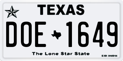TX license plate DOE1649