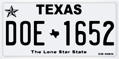 TX license plate DOE1652