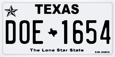TX license plate DOE1654