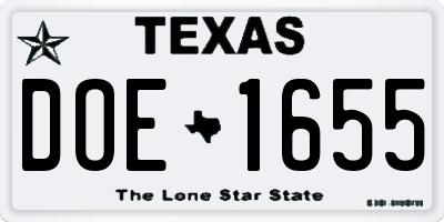 TX license plate DOE1655