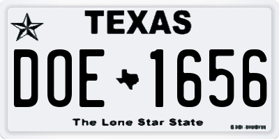 TX license plate DOE1656