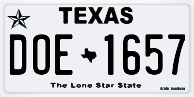 TX license plate DOE1657