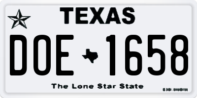 TX license plate DOE1658