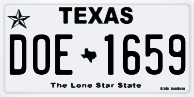 TX license plate DOE1659