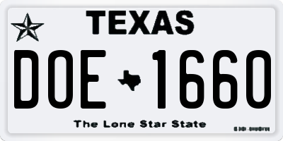TX license plate DOE1660