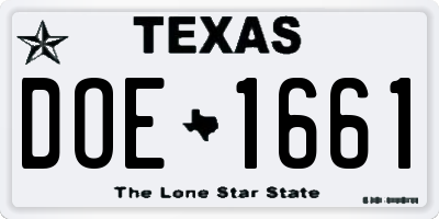 TX license plate DOE1661