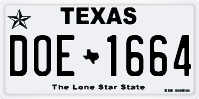 TX license plate DOE1664