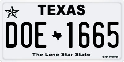 TX license plate DOE1665