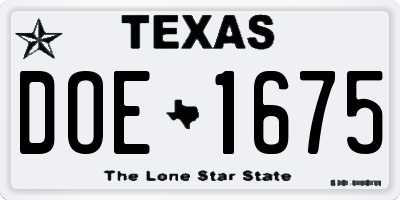 TX license plate DOE1675