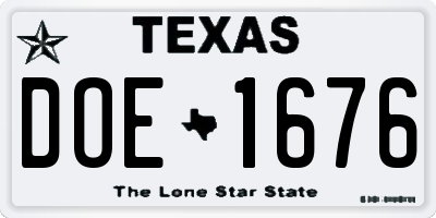 TX license plate DOE1676