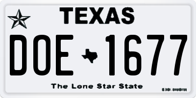 TX license plate DOE1677
