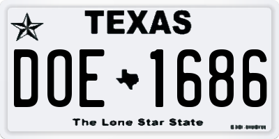 TX license plate DOE1686