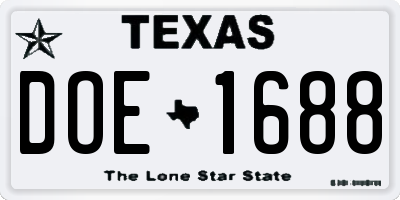 TX license plate DOE1688