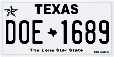 TX license plate DOE1689