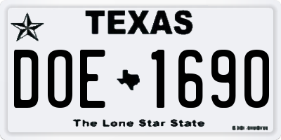 TX license plate DOE1690