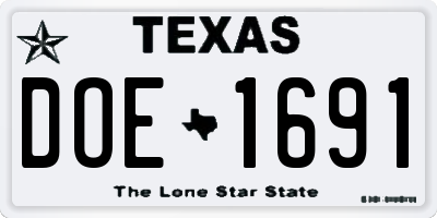 TX license plate DOE1691