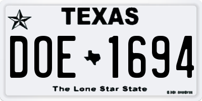 TX license plate DOE1694