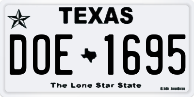 TX license plate DOE1695