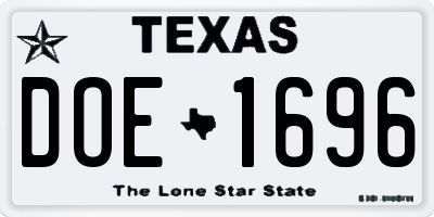 TX license plate DOE1696